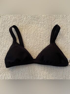 Billabong Tanlines Black Ribbed Triangle Bikini Top Size Small